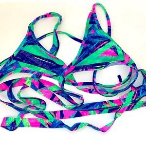 rave wonderland NWT neon wrap tank top